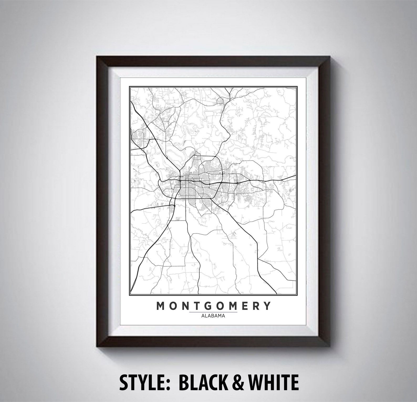 Map of Montgomery AL Montgomery Map Montgomery Poster | Etsy