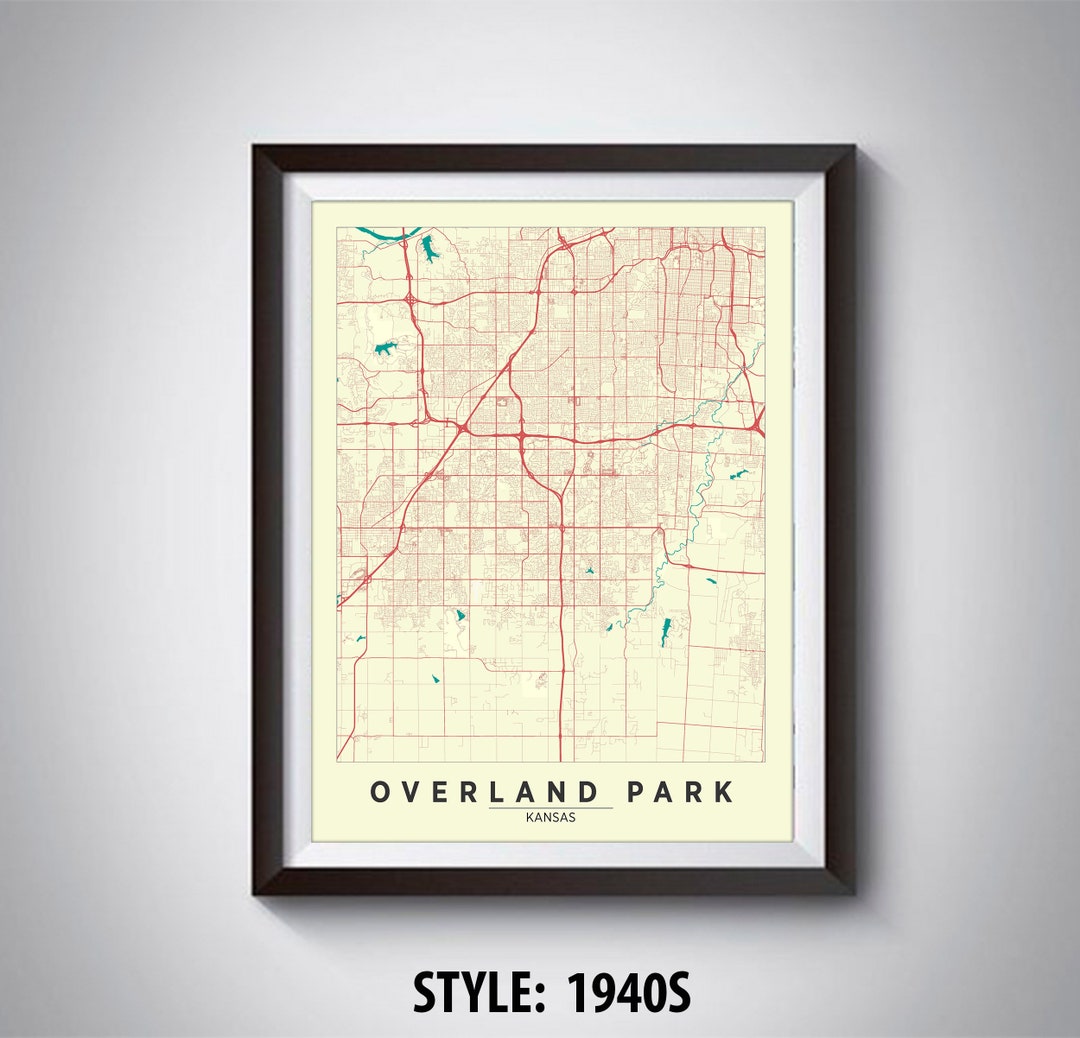 Map of Overland Park, KS - Overland Park Map - Overland Park Poster ...