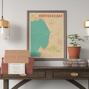 Monterey Bay Map - Print Wall Art - Monterey Bay California Map