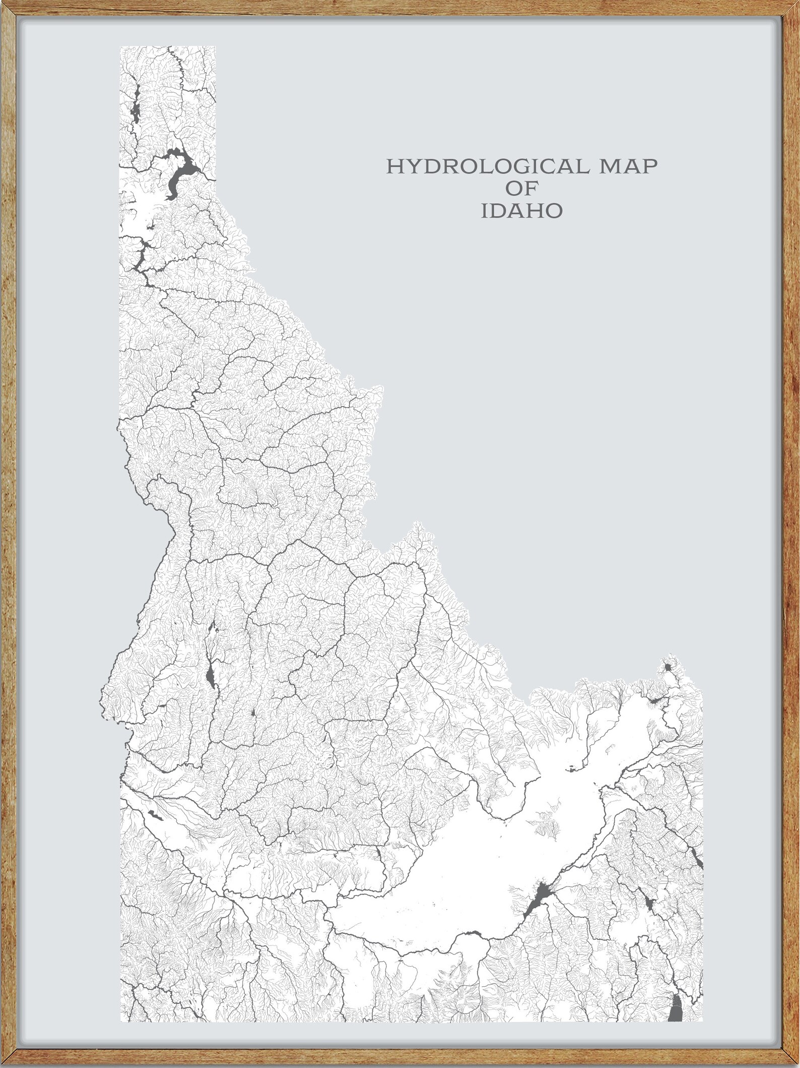 Idaho Hydrological Map of Rivers and Lakes