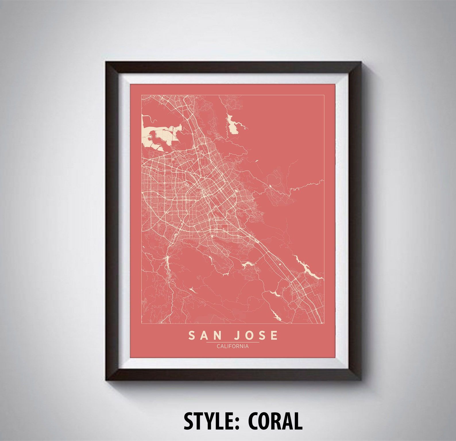 Map of San Jose CA San Jose Map San Jose Poster Office | Etsy
