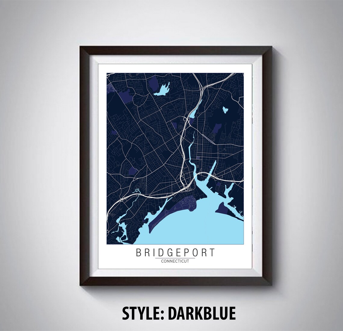 Map of Bridgeport CT Bridgeport Map Bridgeport Poster Etsy
