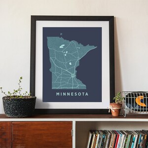 Minnesota State Map Print - Art mural - Minnesota print