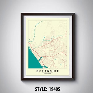 Map of Oceanside, CA - Oceanside Map - Oceanside Poster - Office Décor - Wall Art - Travel Map - Oceanside Travel Map