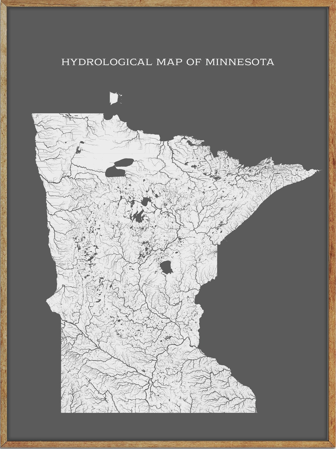 Minnesota Hydrological Map of Rivers and Lakes Minnesota - Etsy