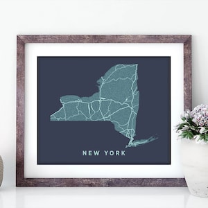 New York State Map Print - Art mural - Impression New York
