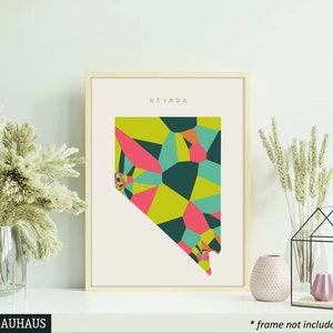 Nevada Polygon Map Print, Dimensional Midcentury Wall Art, Nevada Geometric Map Print