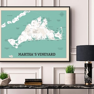 Martha&#39;s Vineyard Map Print: Retro Island Poster