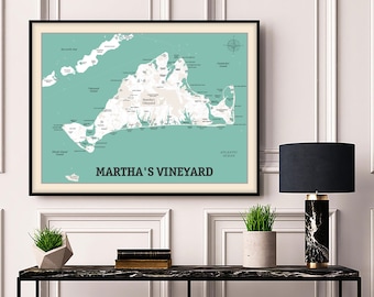 Martha's Vineyard Map Print: Retro Island Poster