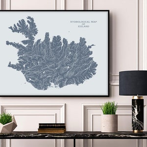 Islande Carte hydrologique des rivières et des lacs, Islande Carte