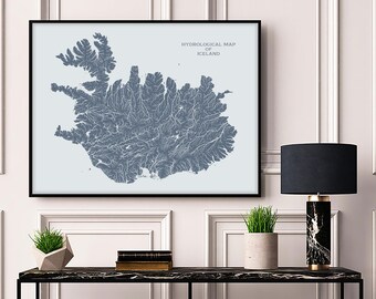 Iceland Hydrological Map of Rivers and Lakes, Iceland Map