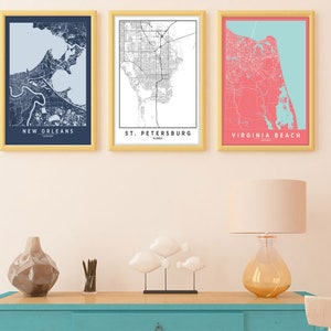 Custom City Map Prints: Set of 3, Personalized Location Art