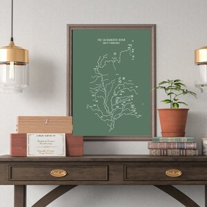 Sacramento River Watershed Typografische Karte Print