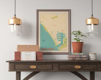 Venice Beach Map Print: Retro Beach Poster