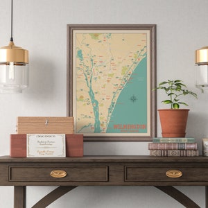Wilmington North Carolina - Wilmington city map, Wilmington NC Coast Print - Coast Beach Map - Poster retro map