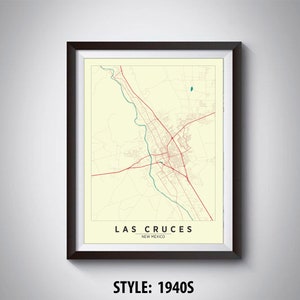 Las Cruces NM Map Poster: Vintage Style Office Wall Art