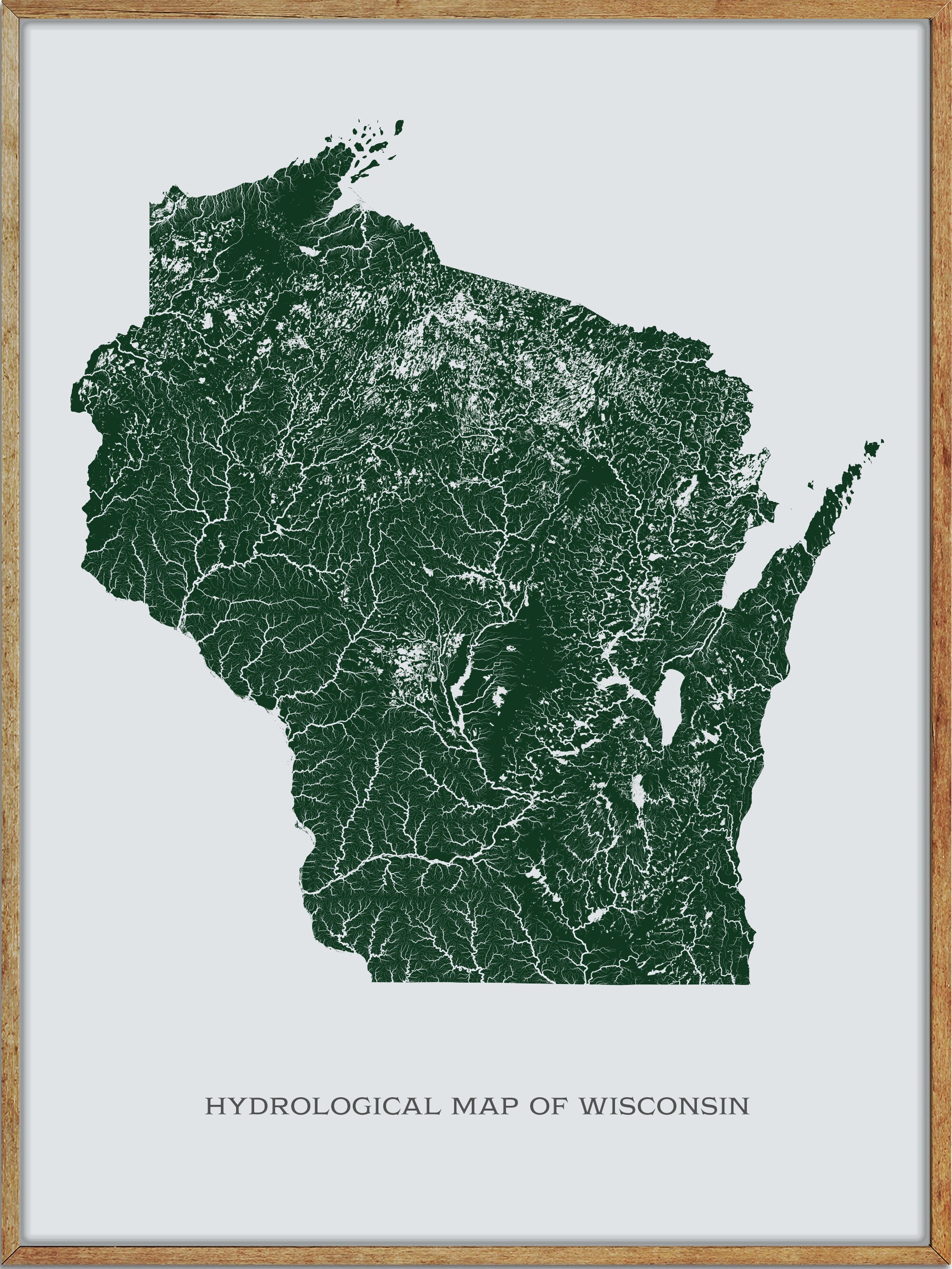 Wisconsin Rivers and Lakes Hydrological Map Poster - Etsy