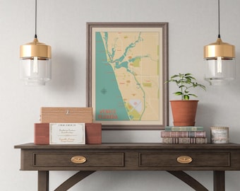 Venice Florida Map Print: Retro Beach Poster