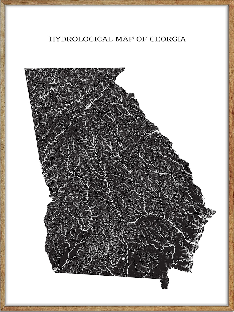 Georgia Rivers and Lakes Map: Hydrological Giclée Poster - Etsy