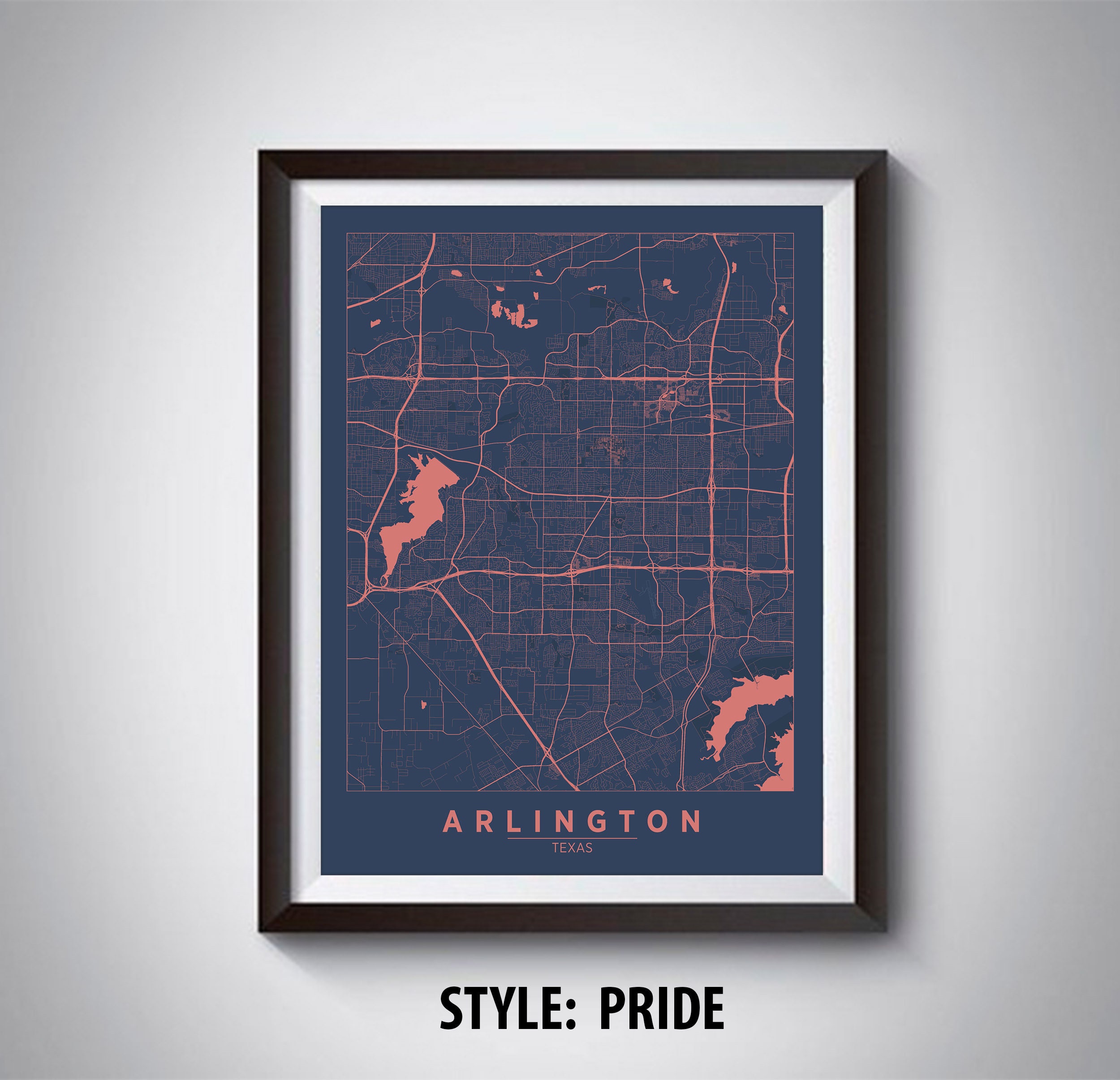 Map of Arlington TX Arlington Map Arlington Poster - Etsy