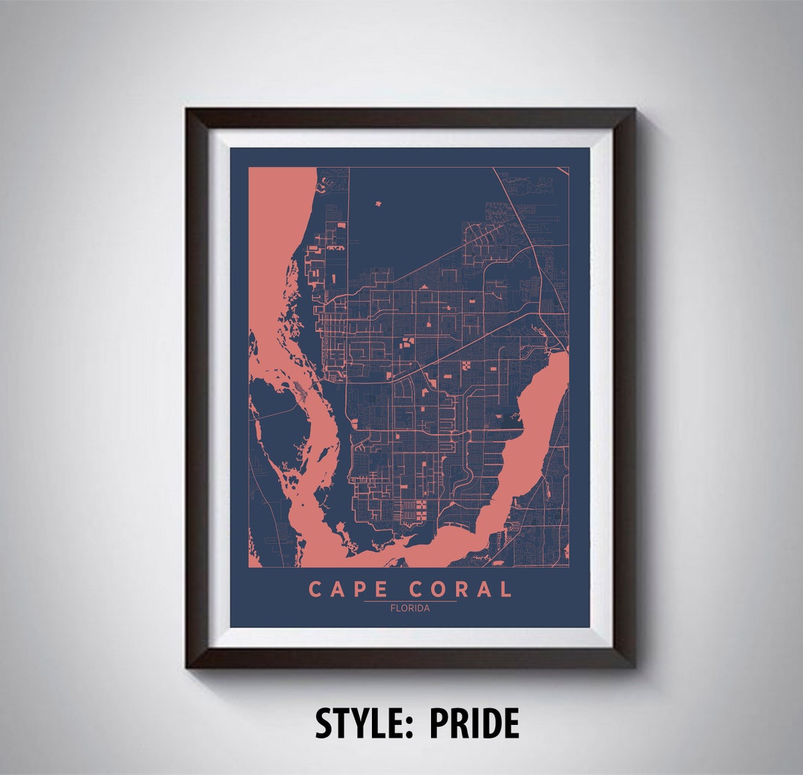 Map of Cape Coral FL Cape Coral Map Cape Coral Poster | Etsy