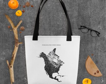 North America Rivers and Lakes Tote Bag