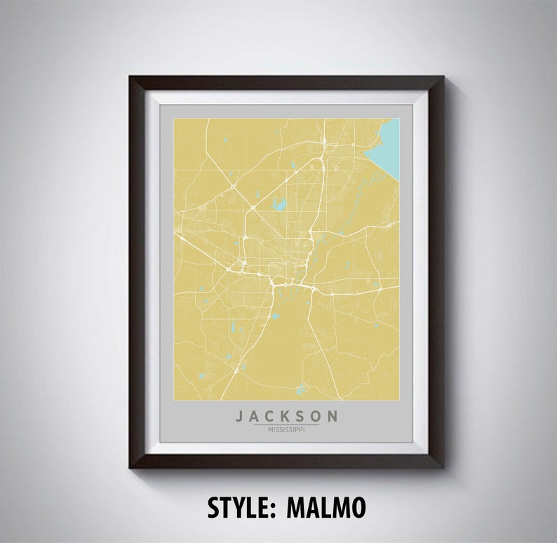Map of Jackson MS Jackson Map Jackson Poster Office - Etsy