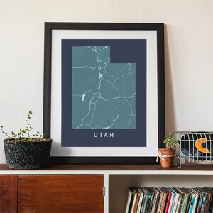 Impression de carte de l'État de l'Utah - Art mural - Impression de l'Utah
