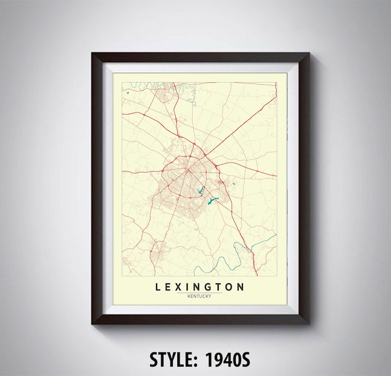 Map of Lexington KY Lexington Map Lexington Poster | Etsy