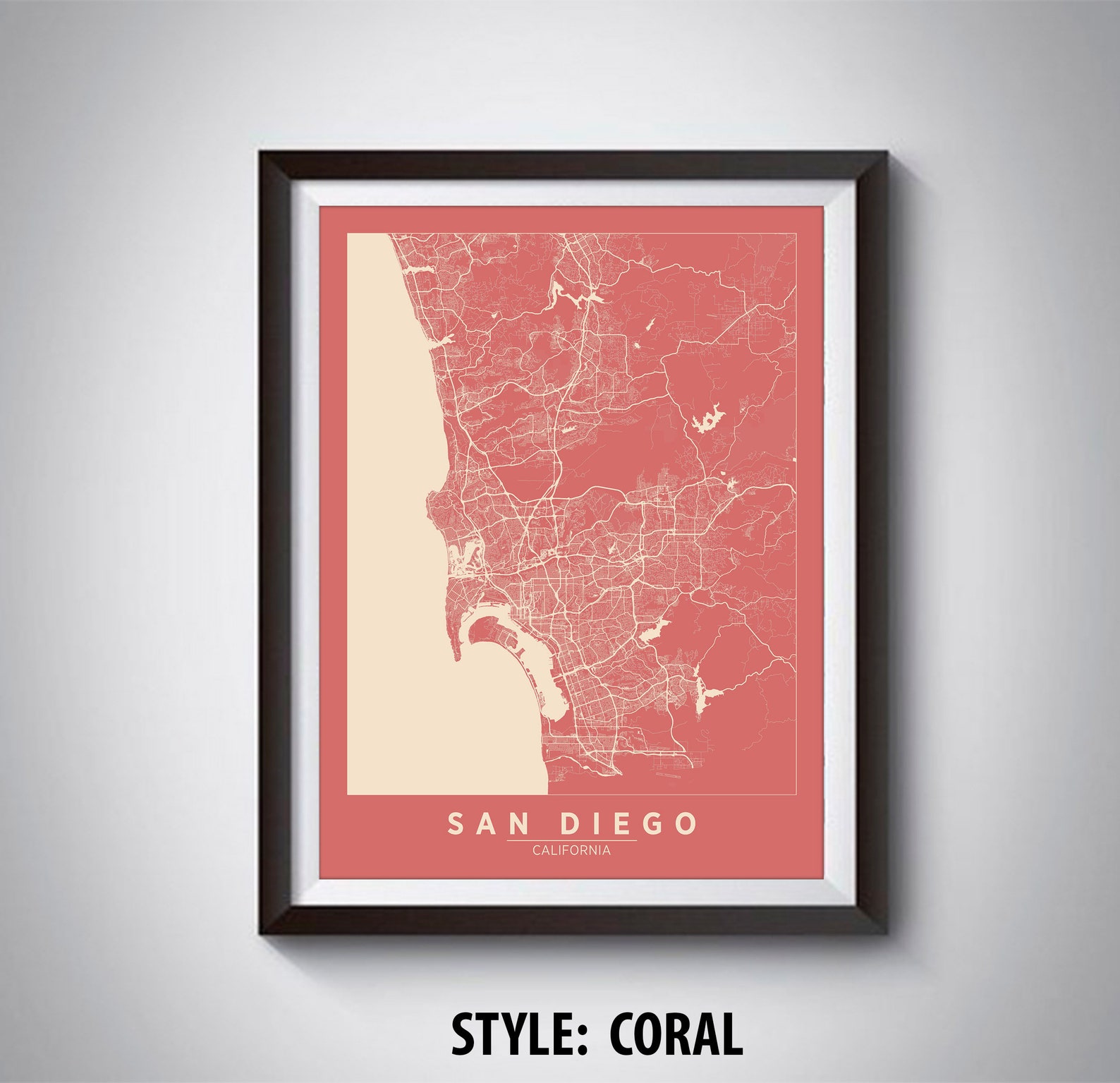 Map of San Diego CA San Diego Map San Diego Poster | Etsy