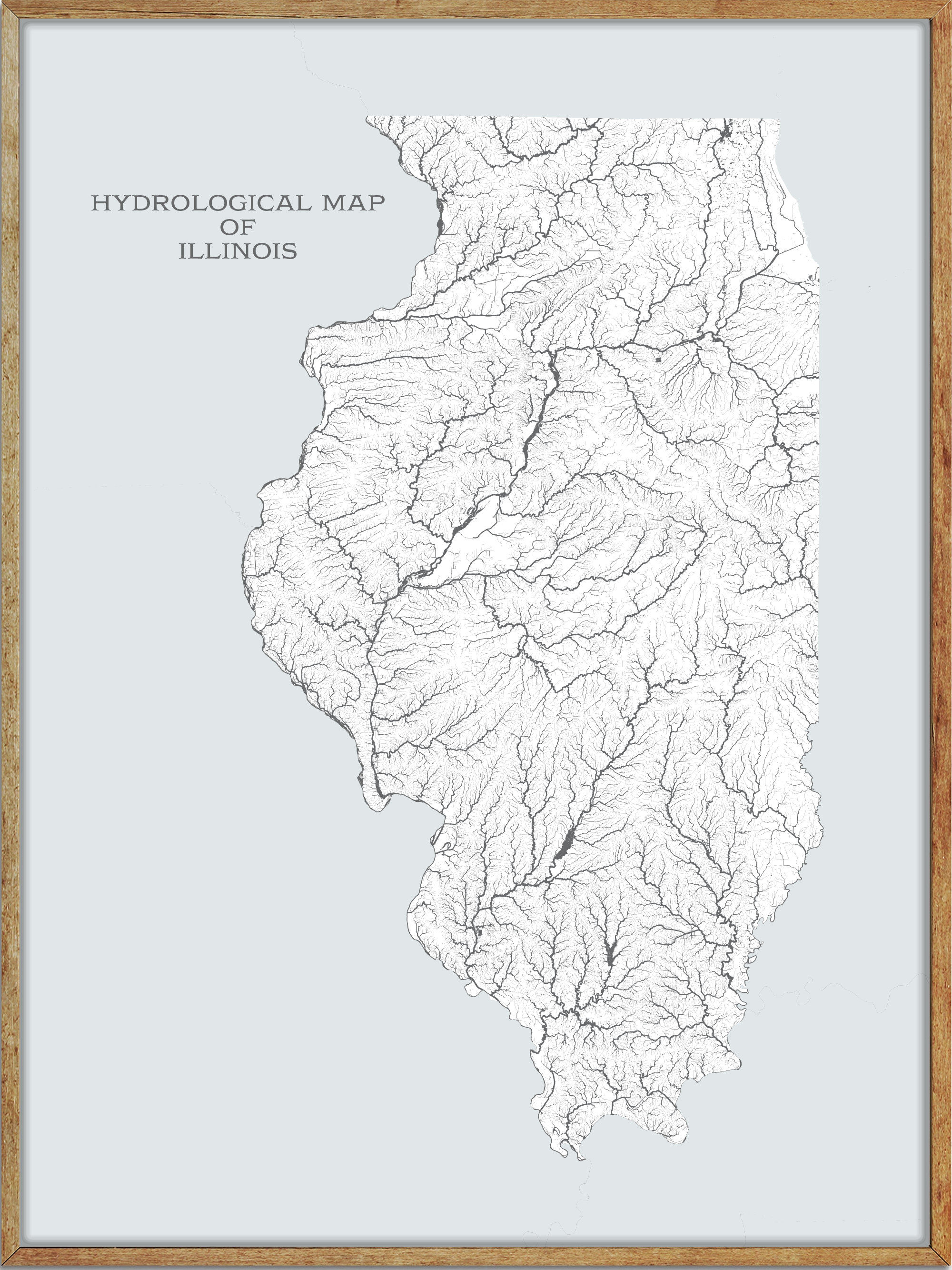 Illinois Hydrological Map of Rivers and Lakes Illinois Rivers | Etsy