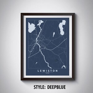Map of Lewiston, ME - Lewiston Map - Lewiston Poster - Office Décor