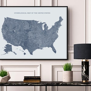 Mapa hidrológico de ríos y lagos de EE. UU., Mapa hidrológico de los Estados Unidos