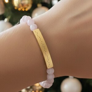 Fuck Trump Morse Code Bracelet, Natural Stone Beaded Bracelet, Anti Trump Jewelry, Hidden Message Activist Gift, Engraved 8647 Bracelet