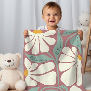 Personalized Custom Kids Flower Boho Blanket with Name Custom Birthday Anniversary Baby Name Blanket Gift Daughter Teen Girl Baby Shower