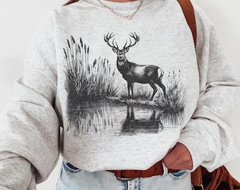 Retro Hunter Wildlife Sweatshirt, Y2K Deer Scene Crewneck, Vintage 90s Hunting Sweatshirt,Unisex Nature Lover Gift,Outdoorsman National Park