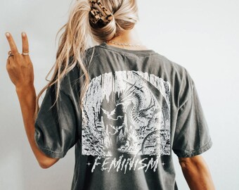 Vintage Feminism Dragon Shirt, Feminist Shirt, Feminism Shirt, Fuck The Patriarchy Shirt, Weirdcore, Ironic Shirt, Feminine Rage, Misandry