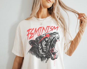 Fierce Tiger Feminism Shirt, Easy Tiger, Feminism Dragon Shirt, Feminist T-Shirt, Weirdcore, Ironic Shirt, Feminine Rage
