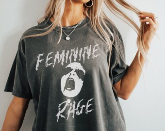 Death Metal Feminine Rage Shirt, Feminism Dragon Fantasy shirt, Girl Dinner, Feminist T-Shirt, Weirdcore Feminist Gift Ironic Shirt Vintage