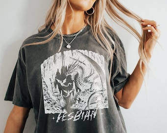 Vintage Lesbian Feminism Dragon Shirt, Funny Lesbian Shirt, Feminism Shirt, Fuck The Patriarchy Shirt, Weirdcore, Ironic Shirt,Feminine Rage