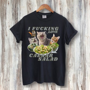 I Fucking Love Caesar Salad Ironic Shirt, Weirdcore, Unisex Meme Shirt, Shirts That Go Hard, Funny Cat Shirt, Sarcastic Shirt, Raccoon Shirt