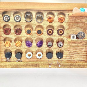 ECJ Custom Plug Board Wood Plug Earring Organizer 2g, 0g, 00g, 7/16, 1/2, 9/16, 5/8, 11/16, 3/4, 7/8, 1Gauges Dangle Plugs image 2