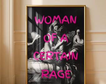 Frau einer bestimmten Wut feministische Wandkunst, schwarze und weiße klassische Malerei, Gothic Kunst, druckbare feministische Dekoration, digitaler Download