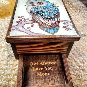 PERSONALIZED Majestic Owl Jewelry Box, with Mirror & Drawer Jewelry Organizer, Personalized Gift for mom, Owl Decor image 5
