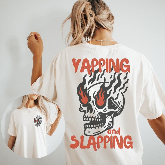 Yapping & Slapping Skull Vintage Shirts, Ironic Shirt, Grunge Shirt, Alt Clothing, Comfort Colors Vintage Graphic Tee, Boho Hippie Aesthetic
