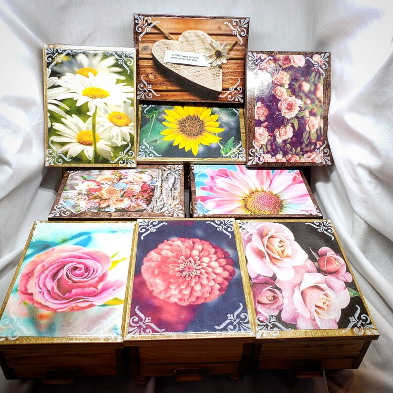 PERSONALIZED Pink Daisy Flower Jewelry Box w/ Mirror & Etsy