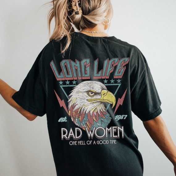 Long Live Rad Woman Vintage Graphic Tee, Feminist Shirt, Y2K Clothing, Womens Rights Shirt, Feminism Shirt, Retro Eagle Women’s Tshirt, USA