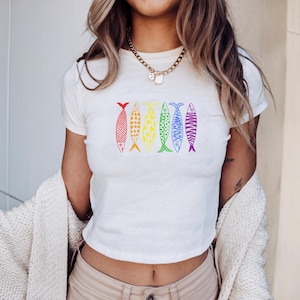 Sardines Pride Crop Top, Lesbian Shirt, Gifts for Her, Festival, Transgender, Bisexual, Lgbtq Crop Top, Queer Shirt,Gay, Lesbian Pride Shirt