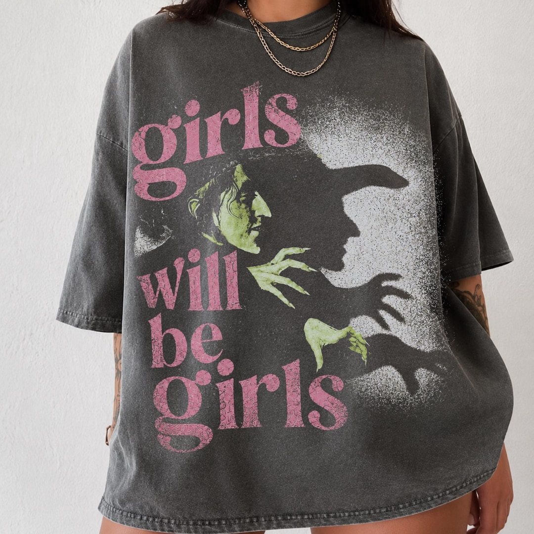 Girls Will Be Girls Shirt, Witchy Feminist Tee, Goth Summer Graphic Tee, Pink Witch Tee, G