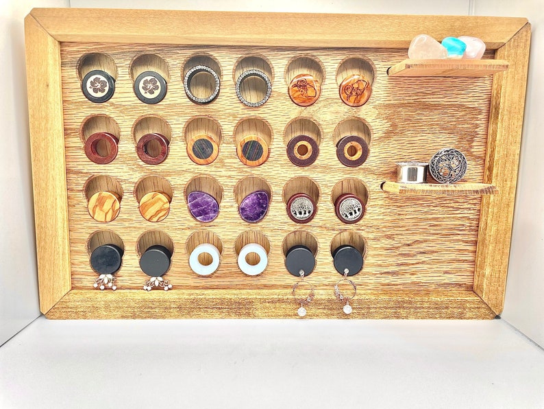 ECJ Custom Plug Board Wood Plug Earring Organizer 2g, 0g, 00g, 7/16, 1/2, 9/16, 5/8, 11/16, 3/4, 7/8, 1Gauges Dangle Plugs image 2